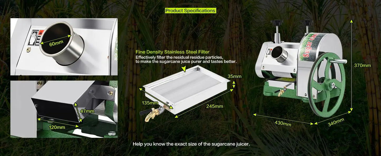 Manual Sugar Cane Juicer Machine Stainless